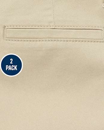 Pantalones chinos ajustados de uniforme para niñas, paquete de 2