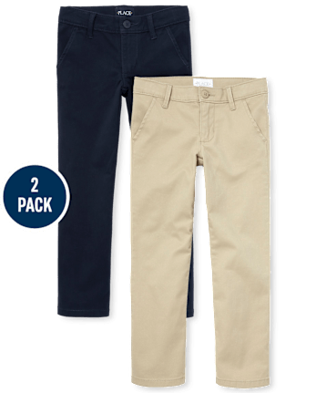 Girls Uniform Stretch Skinny Chino Pants 2-Pack