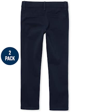 Girls Uniform Stretch Skinny Chino Pants 2-Pack