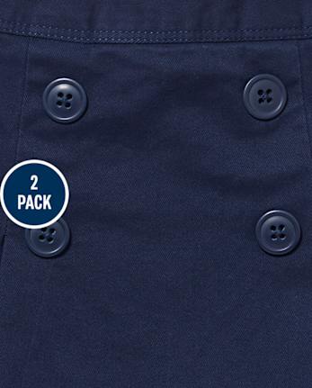 Girls Uniform Stretch Button Skort 2-Pack