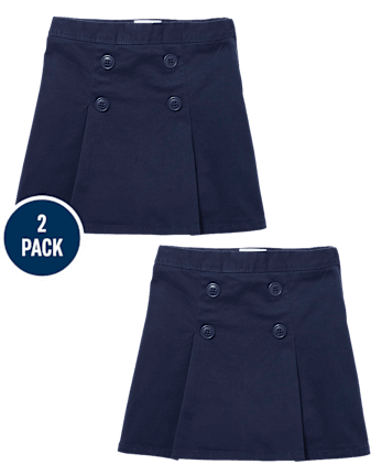 Girls Uniform Stretch Button Skort 2-Pack