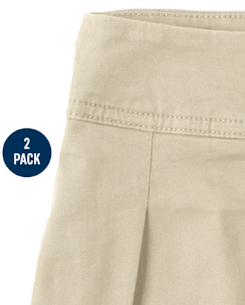 Falda pantalón plisada de uniforme para niñas, paquete de 2
