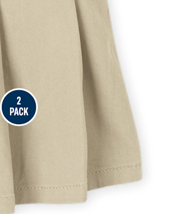 Falda pantalón plisada de uniforme para niñas, paquete de 2