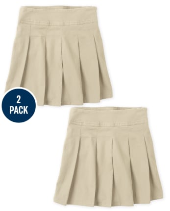 Falda pantalón plisada de uniforme para niñas, paquete de 2