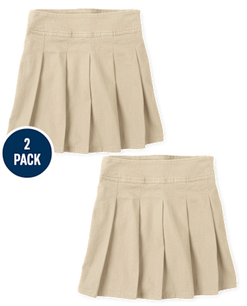 Girls Uniform Stretch Pleated Skort 2-Pack
