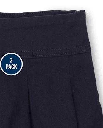 Falda pantalón plisada de uniforme para niñas, paquete de 2