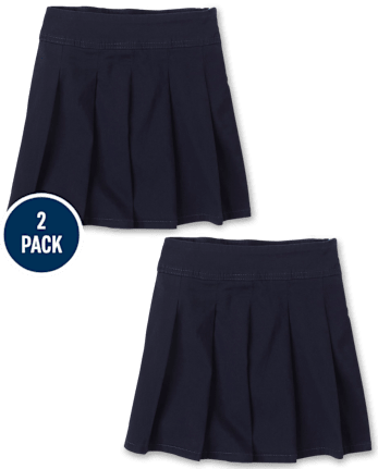 Falda pantalón plisada de uniforme para niñas, paquete de 2
