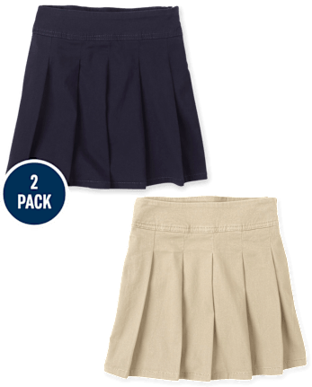Falda pantalón plisada de uniforme para niñas, paquete de 2