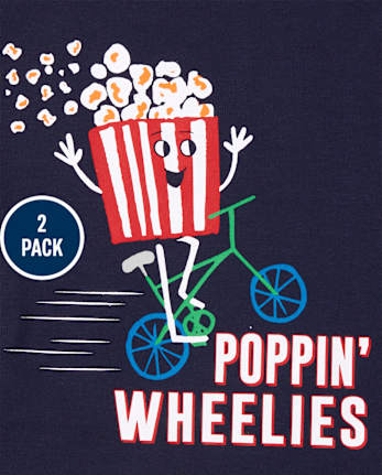 Baby And Toddler Boys Popcorn Snug Fit Cotton 4-Piece Pajamas
