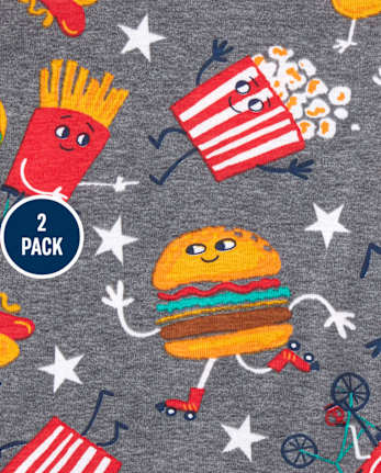 Baby And Toddler Boys Popcorn Snug Fit Cotton 4-Piece Pajamas