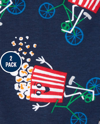 Baby And Toddler Boys Popcorn Snug Fit Cotton 4-Piece Pajamas
