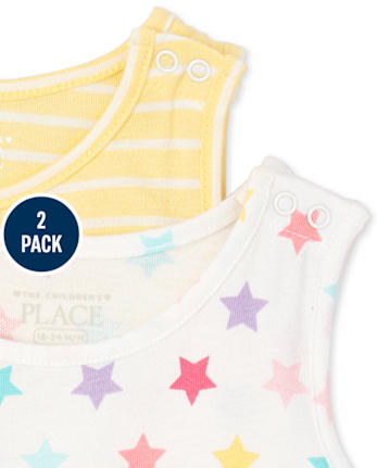 Lot de 2 barboteuses rayées à volants pour petites filles