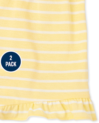 Lot de 2 barboteuses rayées à volants pour petites filles