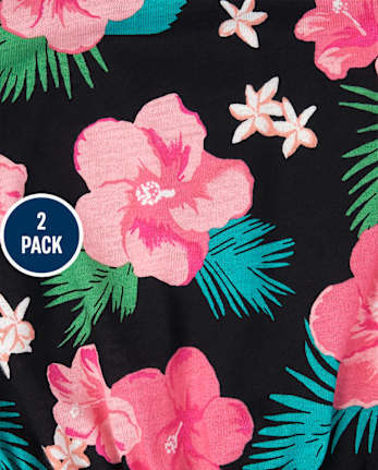 Lot de 2 barboteuses à fleurs pour bébés et petites filles