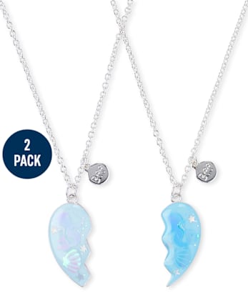 Girls Glitter Mermaid BFF Necklace 2-Pack