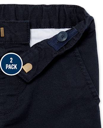 Pantalones chinos ajustados de uniforme para bebés y niños pequeños, paquete de 2