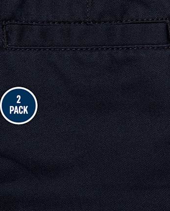 Pantalones chinos ajustados de uniforme para bebés y niños pequeños, paquete de 2