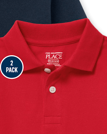 Polo de piqué de uniforme para bebés y niños pequeños, paquete de 2