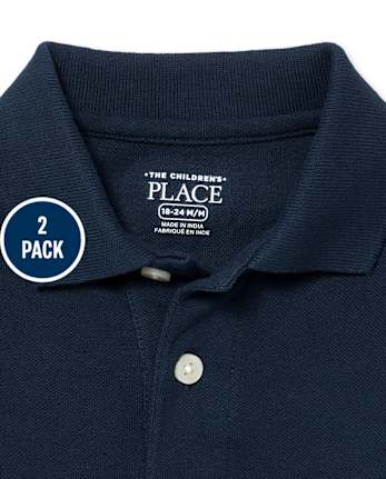 Lot de 2 polos uniformes en piqué pour bébés et tout-petits garçons