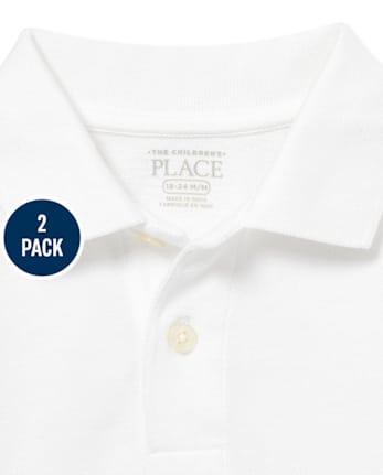Polo de piqué de manga larga uniforme para bebés y niños pequeños, paquete de 2