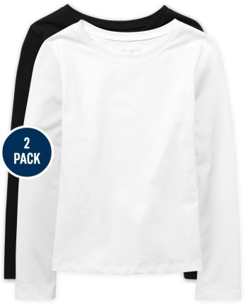 2-pack/1-pack Kid Boy/Kid Girl 100% Cotton Uniform Basic Layering Long-sleeve Tee