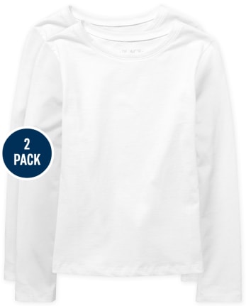 Camiseta básica con capas de uniforme para niñas, paquete de 2