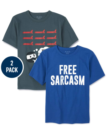 Pack de 2 camisetas estampadas Sarcasm para niños