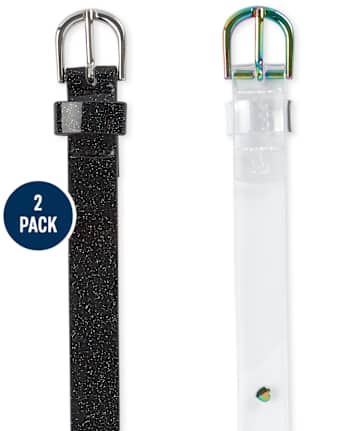 Girls Studded Heart Belt 2-Pack