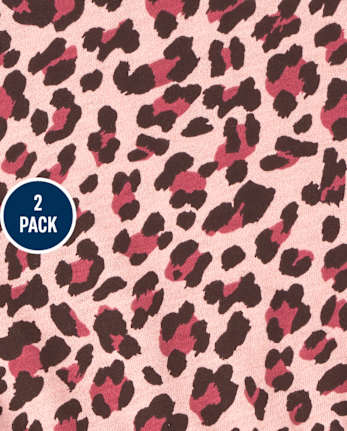 Paquete de 2 vestidos skater con estampado de leopardo para bebés y niñas pequeñas
