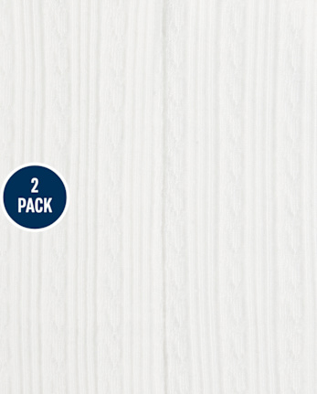 Girls Cable Knit Tights 2-Pack