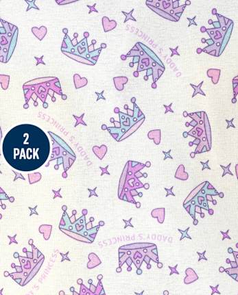 Baby And Toddler Girls Princess Snug Fit Cotton One Piece Pajamas 2-Pack