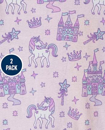 Baby And Toddler Girls Princess Snug Fit Cotton One Piece Pajamas 2-Pack