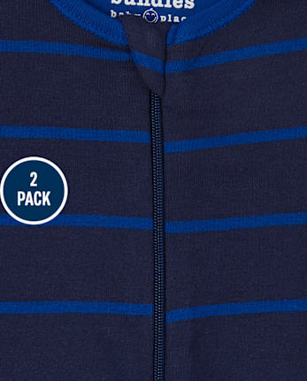 Pijamas de una pieza de algodón con ajuste ceñido para bebés y niños pequeños, paquete de 2