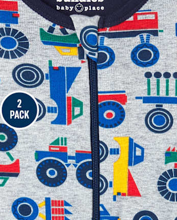 Pijamas de una pieza de algodón con ajuste ceñido para bebés y niños pequeños, paquete de 2