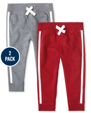 Baby And Toddler Boys Active Side Stripe Fleece Jogger Pants 2-Pack