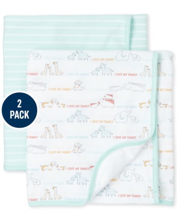 Unisex Baby Doodle Animals Swaddle Blanket 2-Pack