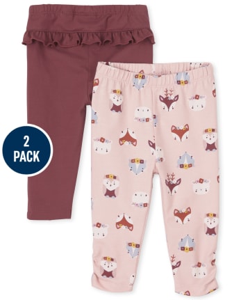 Pack de 2 Pantalones Bebé Niña Volantes Búho