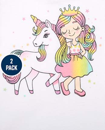 Baby And Toddler Girls Unicorn Graphic Tee 2-Pack