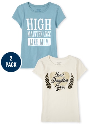 Girls Mom Daughter Graphic Tee 2-Pack