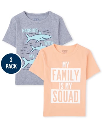 Paquete de 2 camisetas con gráfico familiar para bebés y niños pequeños