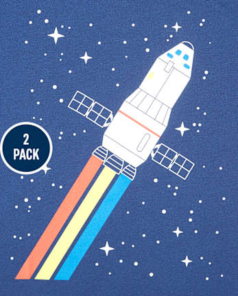 Paquete de 2 camisetas con gráfico de transporte para bebés y niños pequeños