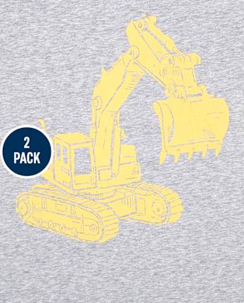 Paquete de 2 camisetas con gráfico de transporte para bebés y niños pequeños