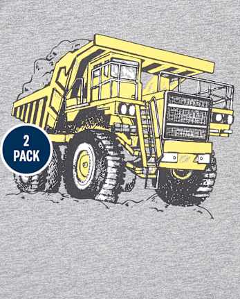Paquete de 2 camisetas con gráfico de vehículos para bebés y niños pequeños