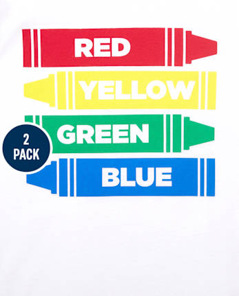 Baby And Toddler Boys Shapes And Colors Graphic Tee 2-Pack