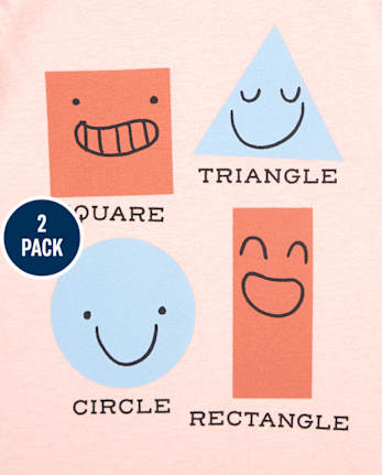 Baby And Toddler Boys Shapes And Colors Graphic Tee 2-Pack