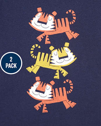 Paquete de 2 camisetas con estampado de animales para bebés y niños pequeños