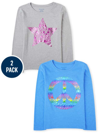 Girls Peace And Star Graphic Tee 2-Pack