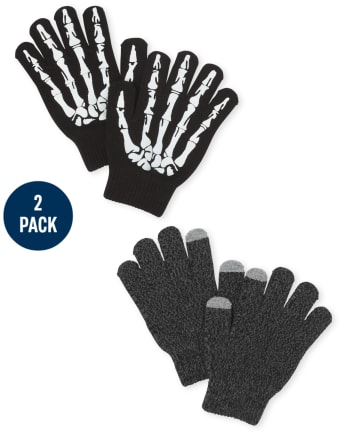 Boys Skeleton Texting Gloves 2-Pack