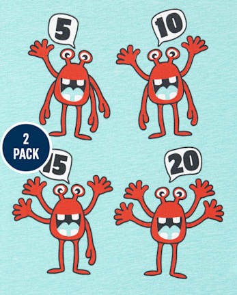 Lot de 2 t-shirts graphiques avec lettres et chiffres pour bébés et tout-petits garçons