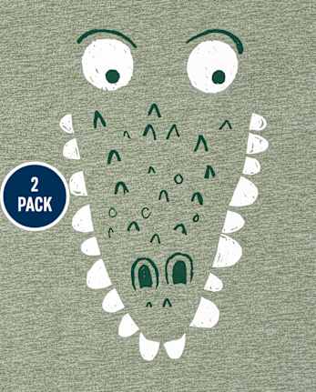 Lot de 2 t-shirts graphiques animaux pour bébés et tout-petits garçons